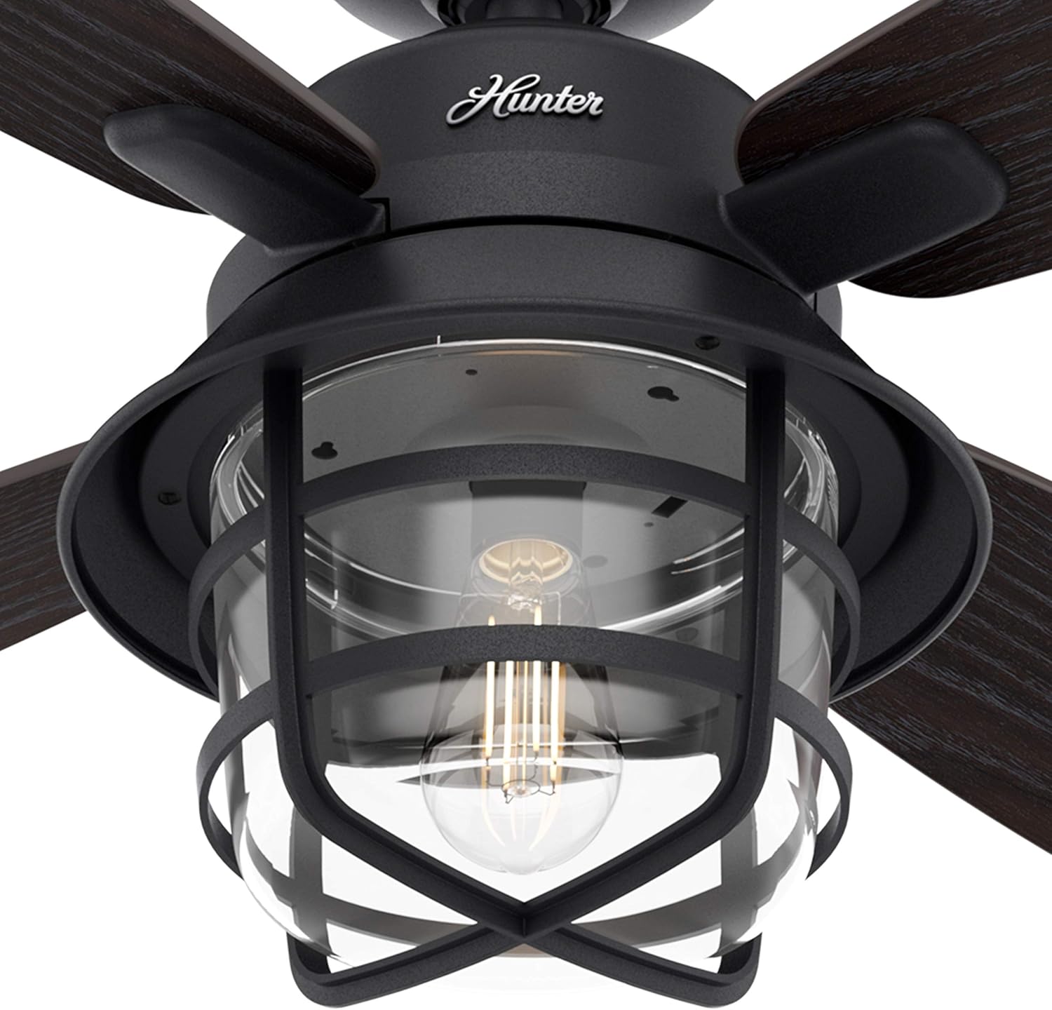 Hunter Fan 52 inch Casual Natural Iron Indoor Ceiling Fan with Light Kit and Remote Control (Renewed)