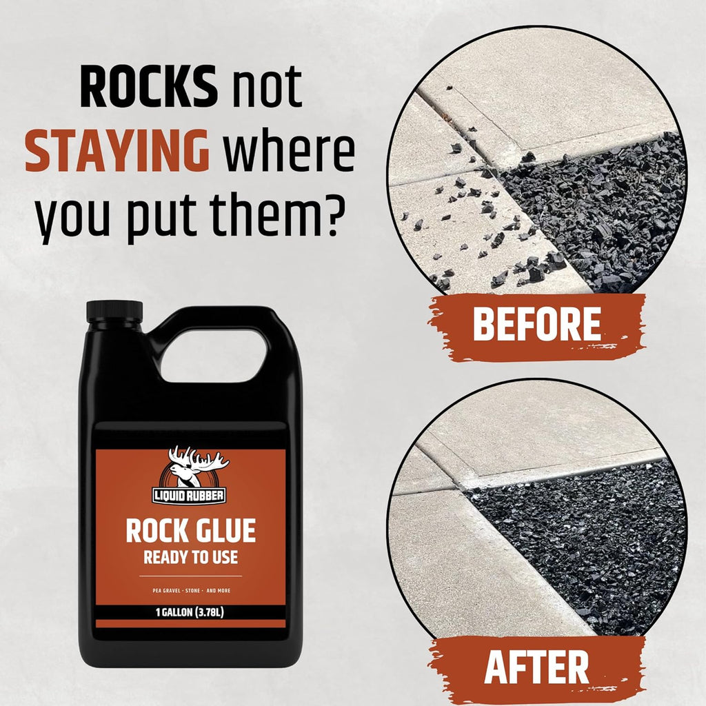 Liquid Rubber Rock Glue Professional Grade Landscaping Stone and Pea Gravel Stabilizer Ready to Use Clear Drying Permeable Water Based Outdoor Binder 5 Gallon 250 sq ft