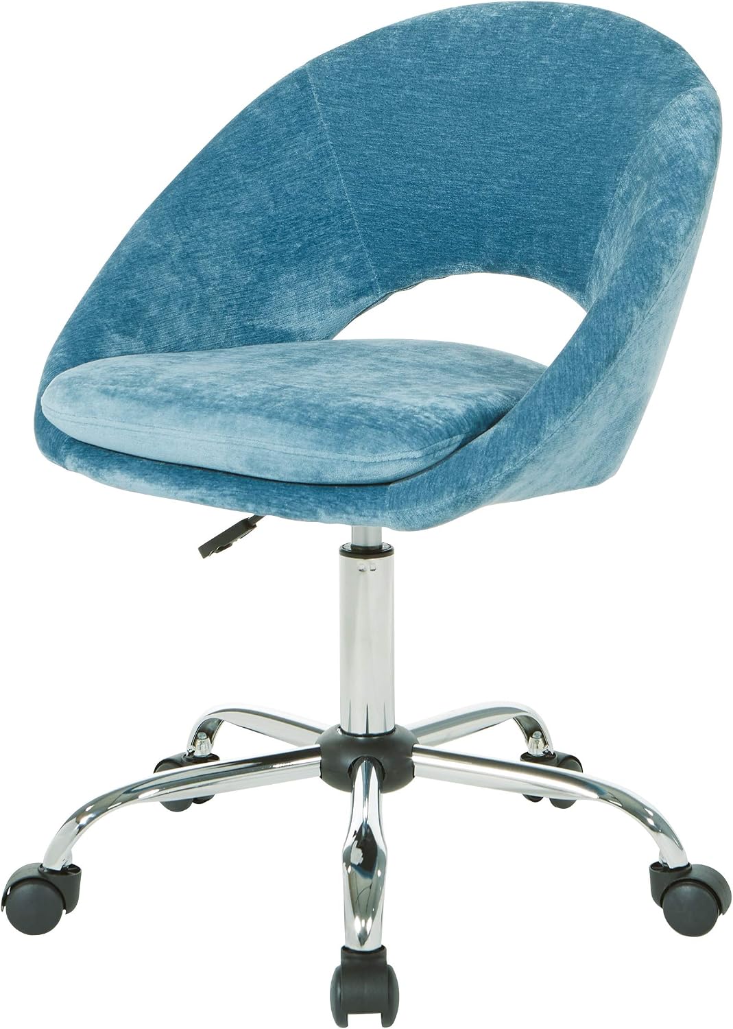 OSP Home Furnishings Milo Modern Chic Height Adjustable Padded Home Office Chair, Royal Blue Micro-Fiber Velvet