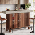 Tribesigns 63-Inch Large Home Bar Unit, 2-Tier Mini Bar Table, Height Pub Table with Footrest, Modern Coffee Bar Cabinet for Home Kitchen, Bistro, Dining Room, Living Room
