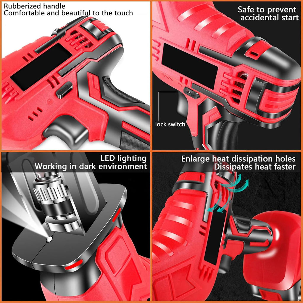 Cordless Reciprocating Saw Kit, with 2 Pieces 6000mah Lithium-Ion Batteries,Compact One-Handed Tool for Pruning, Wood, Plastic, and Bone Cutting Outdoors