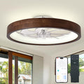 20' Ceiling Fans with Lights,3 Color Dimmable LED,6 Speeds,Reversible Modern Dark Wooden Flush Mount Low Profile Ceiling Fans with Lights and Remote for Bedroom/Kidsroom/Dinng Room
