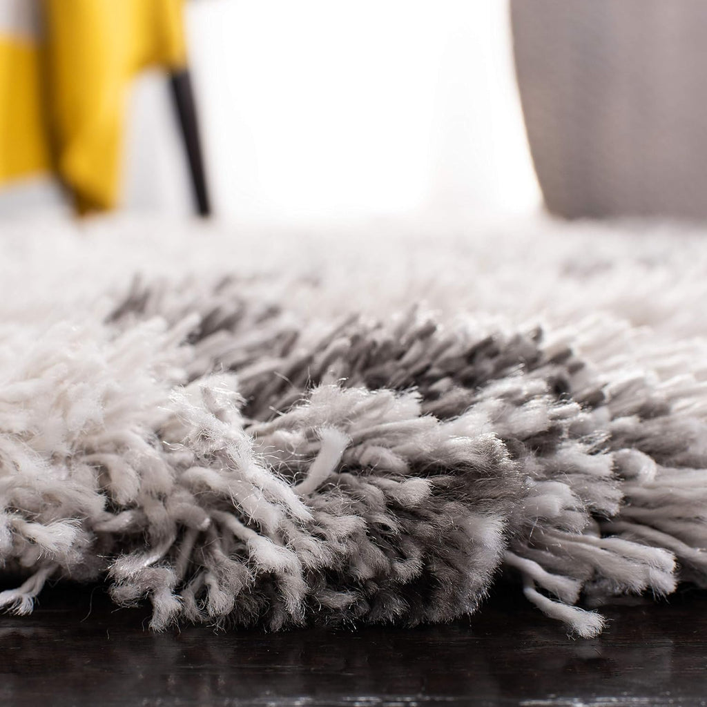 SAFAVIEH Horizon Shag Collection X-Large Area Rug - 11' x 15', Grey & Ivory, Abstract Design, Non-Shedding & Easy Care, 2-inch Thick Ideal for High Traffic Areas in Living Room, Bedroom (HZN894F)