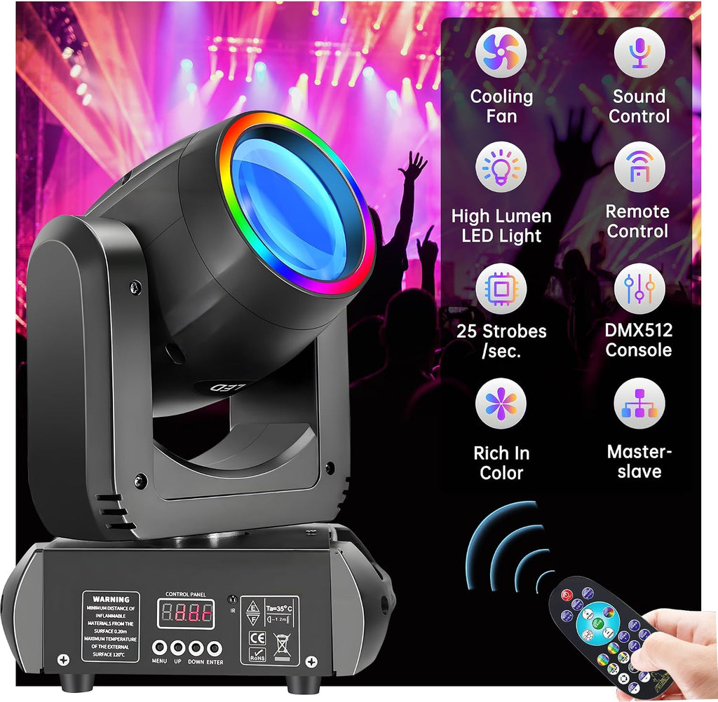 250W Stage Lights LED Moving Head DJ Lights 13 Gobos 8 Colors 15 Channels Disco Spotlights DMX512 with Sound Activated for Wedding Birthday Halloween Christmas Party Stage Strobe Lighting