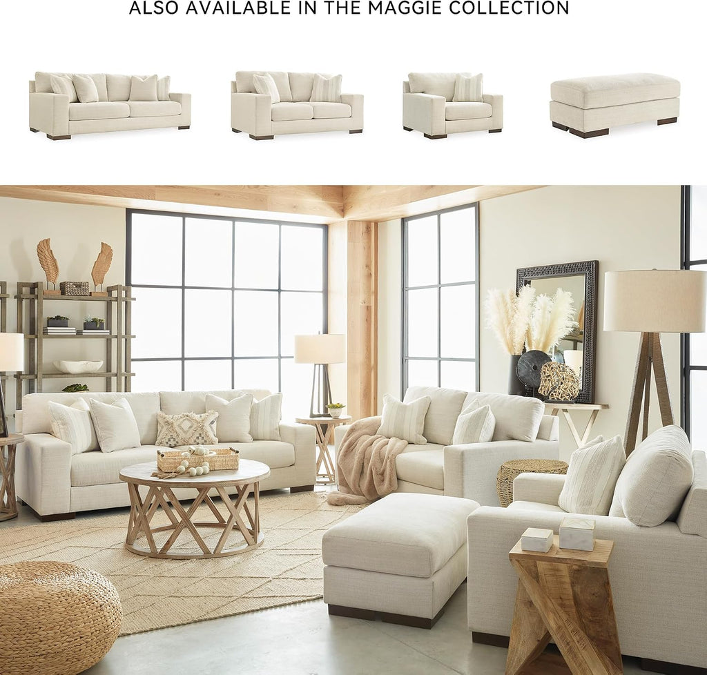 Signature Design by Ashley Maggie Contemporary Upholstered Chair and a Half, Beige