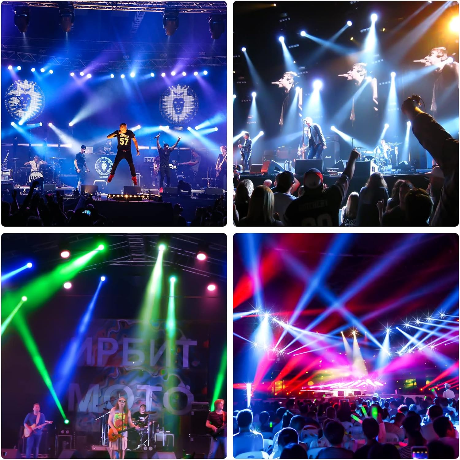 150W Moving Head Lights DJ Lights RGBW Spotlights 17 Gobos 13 Colors 16 Channels DMX 512 with Sound Activated for Stage Lighting Wedding Party