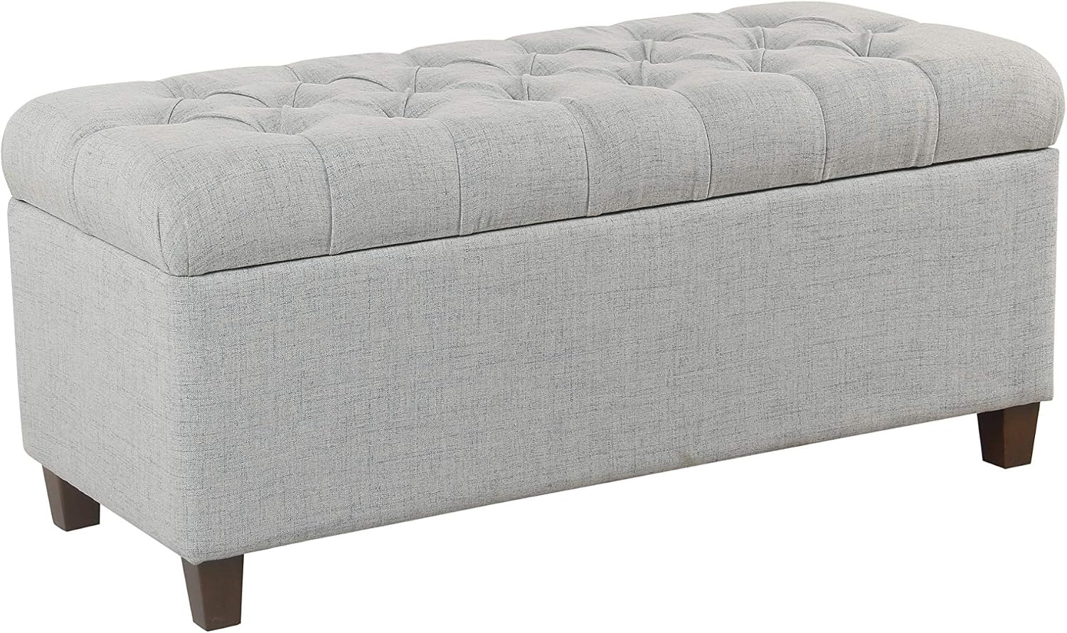 Homepop Home Decor Tufted Ainsley Button Storage Ottoman Bench with Hinged Lid Ottoman Bench with Storage for Living Room & Bedroom, Light Blue 18x40x18 Inches