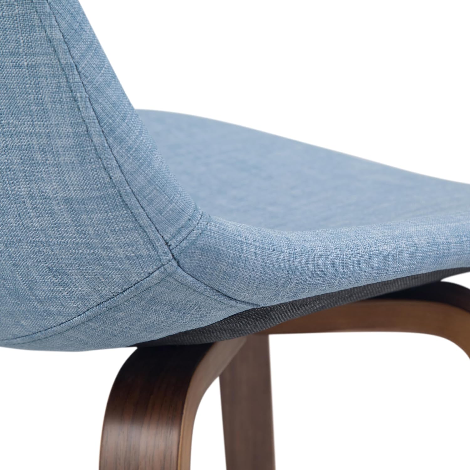 SIMPLIHOME Randolph Mid Century Modern 28 inch Bentwood Counter/ Bar Height Stool (Set of 2) in Denim Grey Linen Look Fabric for the Dining Room and Kitchen
