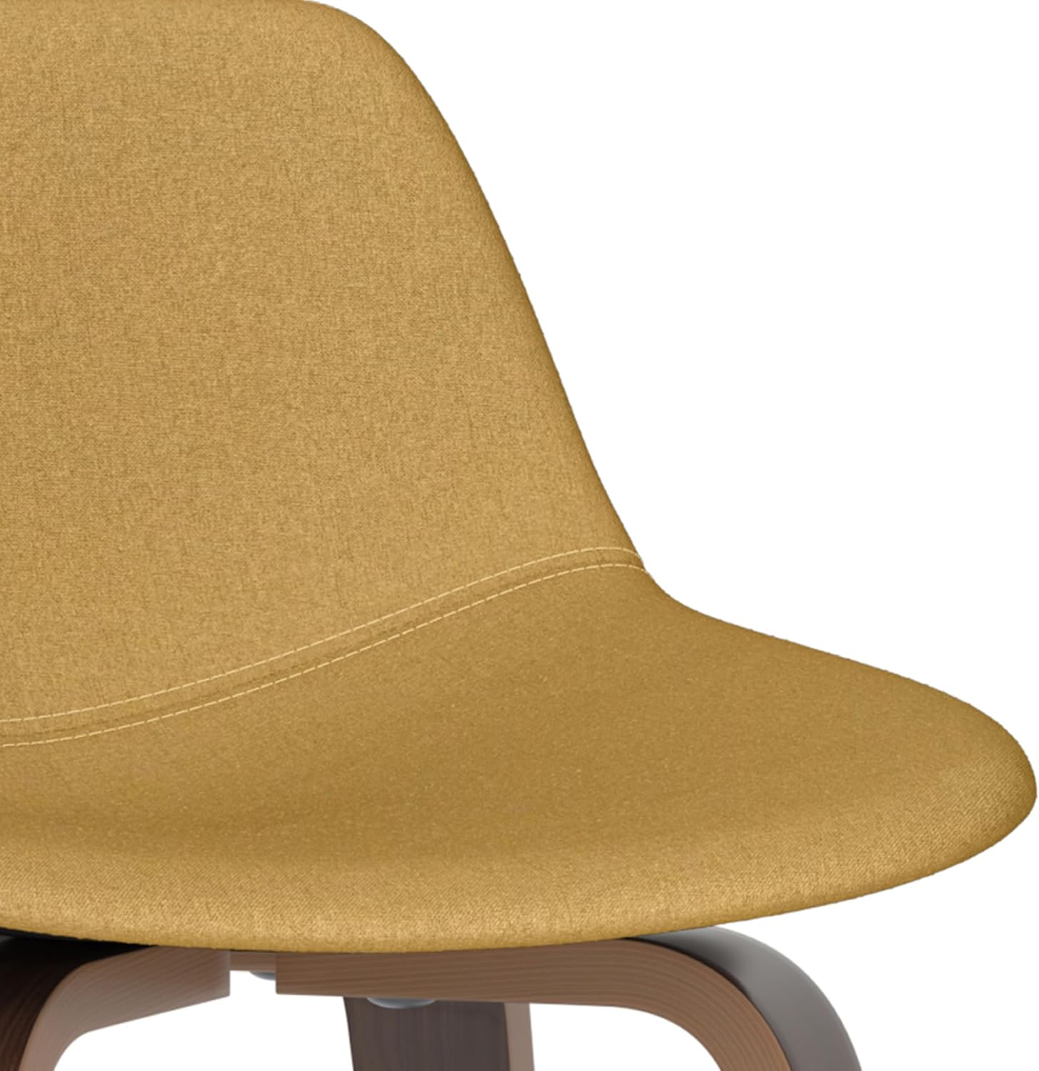 SIMPLIHOME Randolph Counter Stools (Set of 2) - 28 Inch Seat Height Upholstered Bentwood Bar Stools in Dijon Yellow Polyester Linen, Mid Century Modern Seating with Curved Backrest and Footrest