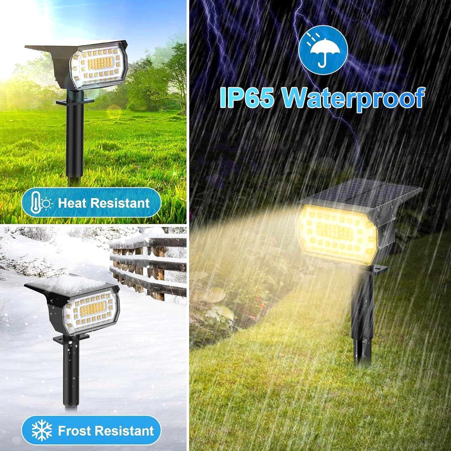 ALEjon Solar Landscape Spotlights Outdoor, 57 Led Solar Lights, 3 Modes Solar Spot Lights, IP65 Waterproof Solar Powered Garden Yard Light, 10 Pack for Outside Patio Pathway Pool (Warm White)
