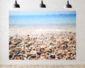 Trykid 20x10ft Pebble Beach Shoreline Backdrop with Clear Blue Water and Smooth Stones Photography Background Coastal Home Decor Beach Party Decoration Photo Booth Prop Fabric