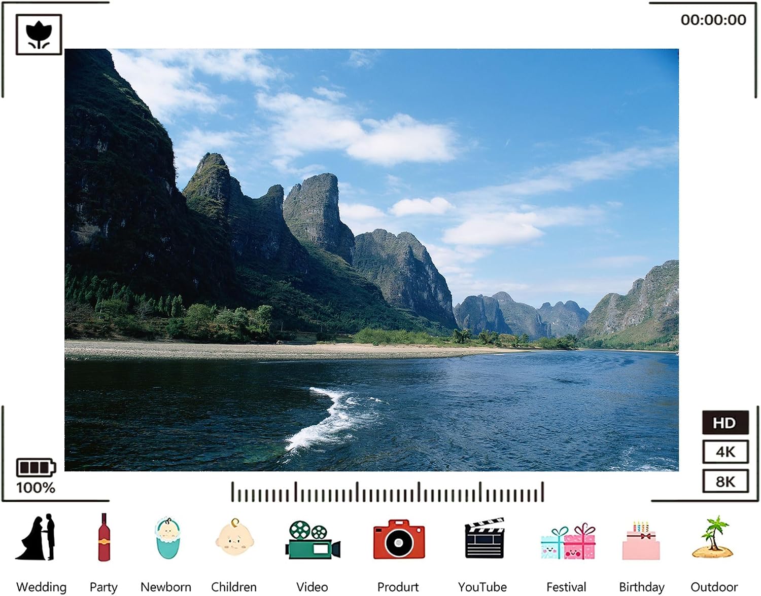 Trykid 20x10ft Karst Peaks River Backdrop Lush Green Mountains Clear Blue Water Bright Sky Scenic Landscape Photography Background for Travel Themed Party Decoration Photo Booth Prop Fabric