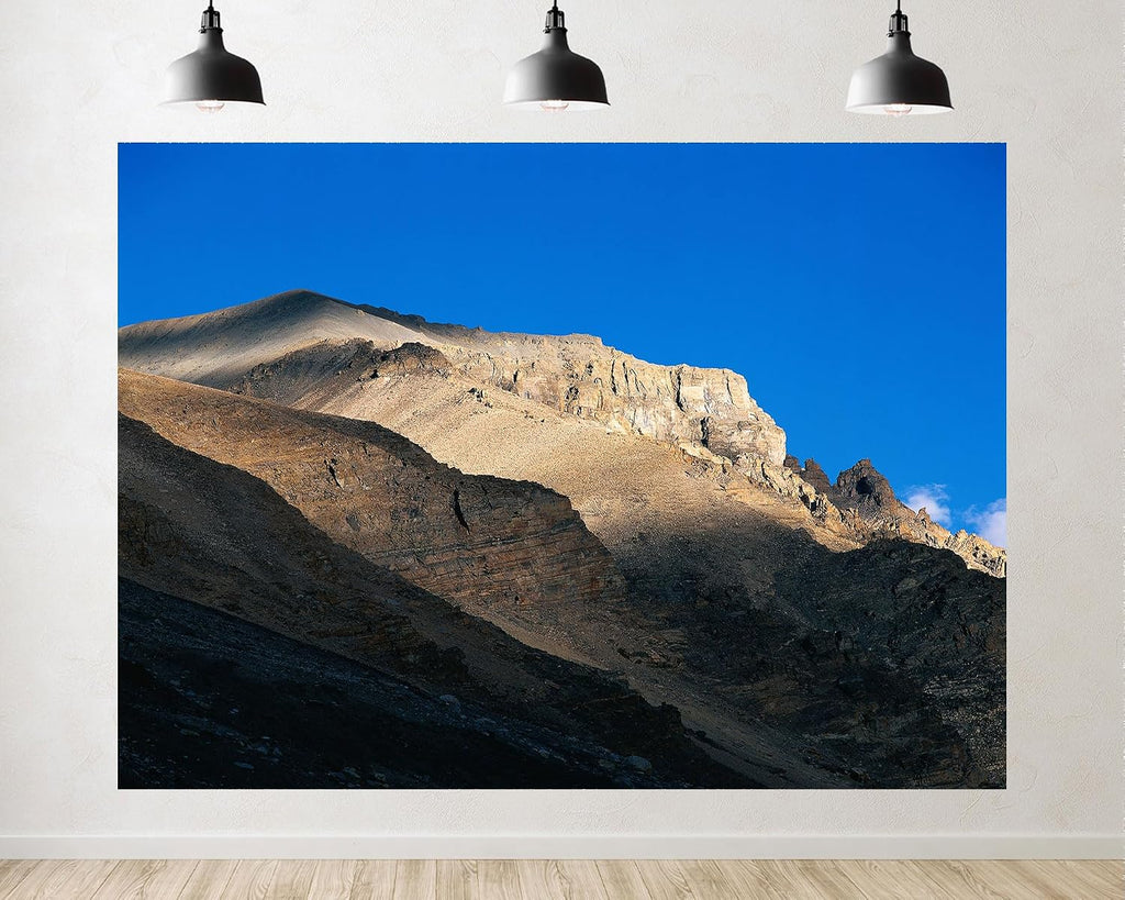Trykid 20x10ft Rugged Mountain Backdrop Layered Rock Clear Blue Sky Sunlit Slopes Barren Terrain Photography Background Wedding Event Party Decoration Photo Booth Prop Fabric