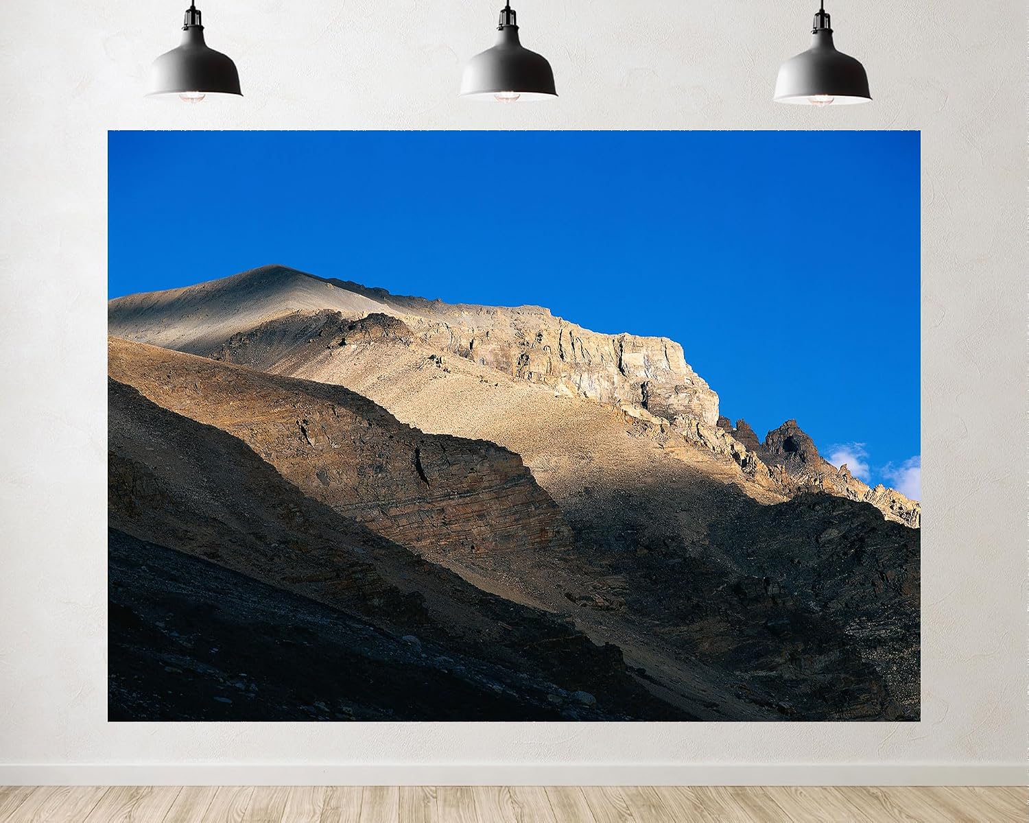 Trykid 20x10ft Rugged Mountain Backdrop Layered Rock Clear Blue Sky Sunlit Slopes Barren Terrain Photography Background Wedding Event Party Decoration Photo Booth Prop Fabric
