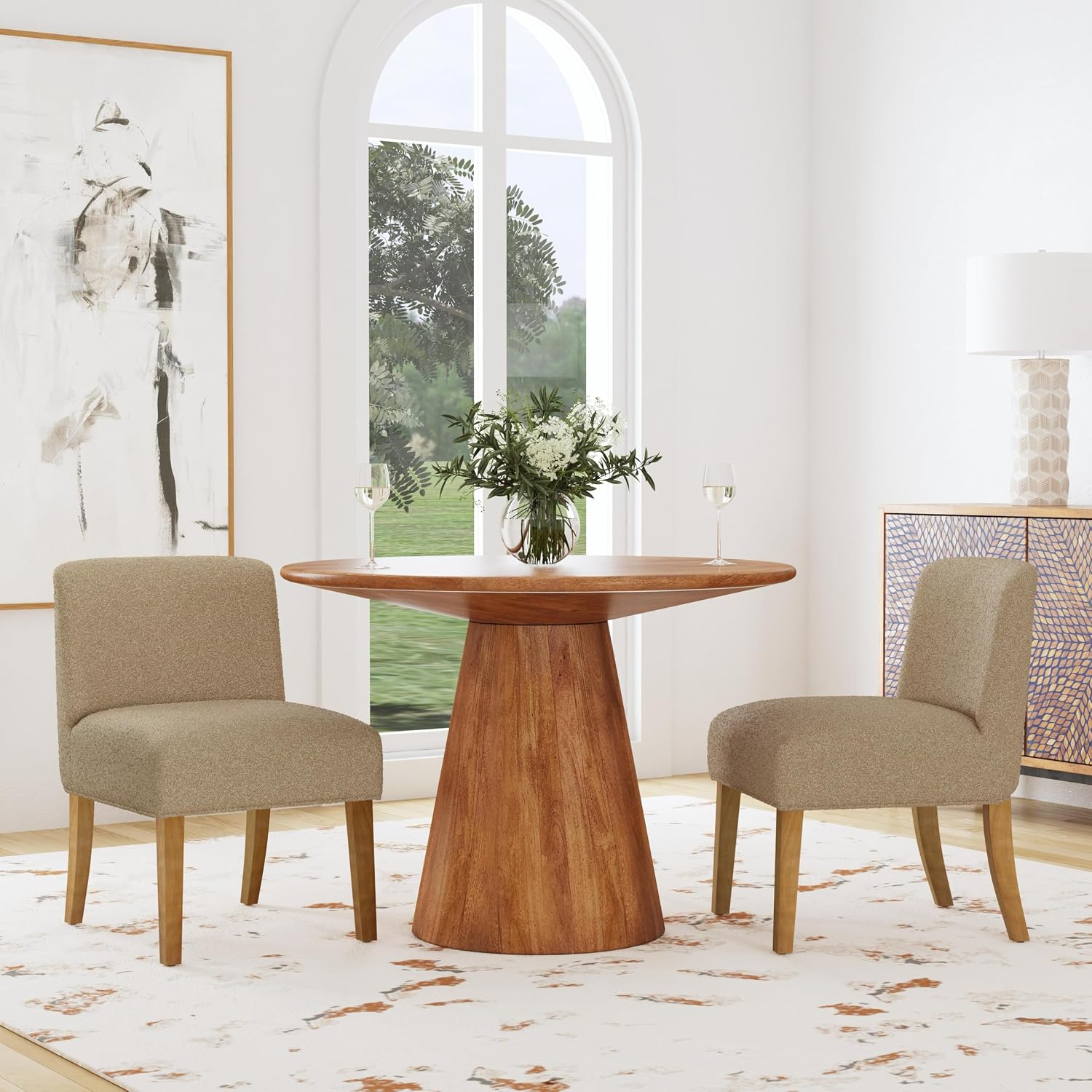 HomePop Low Back Dining Chair - Brown Boucle (Single Pack)