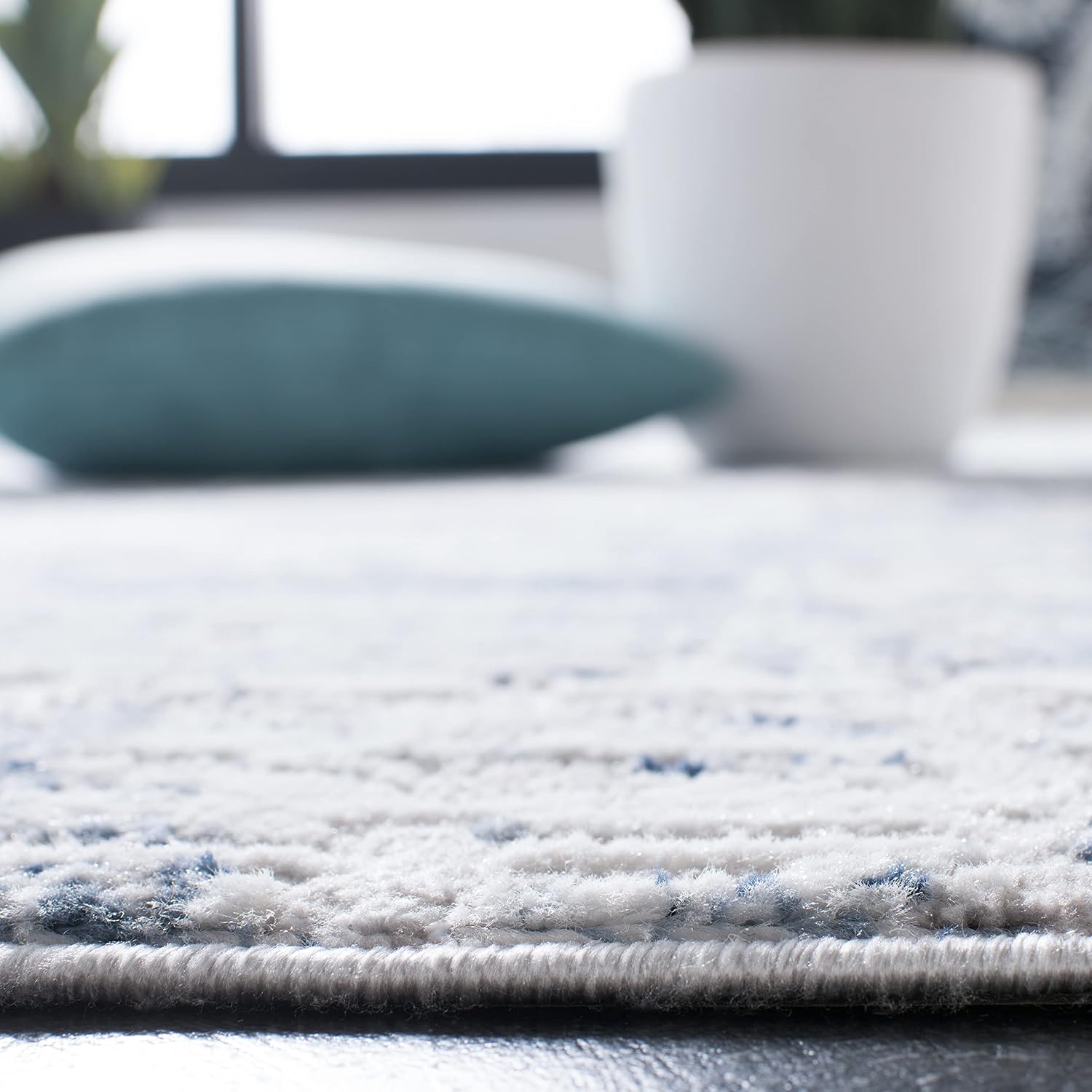 SAFAVIEH Amelia Collection Runner Rug - 2'2' x 6', Blue & Grey, Modern Abstract Distressed Design, Non-Shedding & Easy Care, Ideal for High Traffic Areas in Living Room, Bedroom (ALA786M)