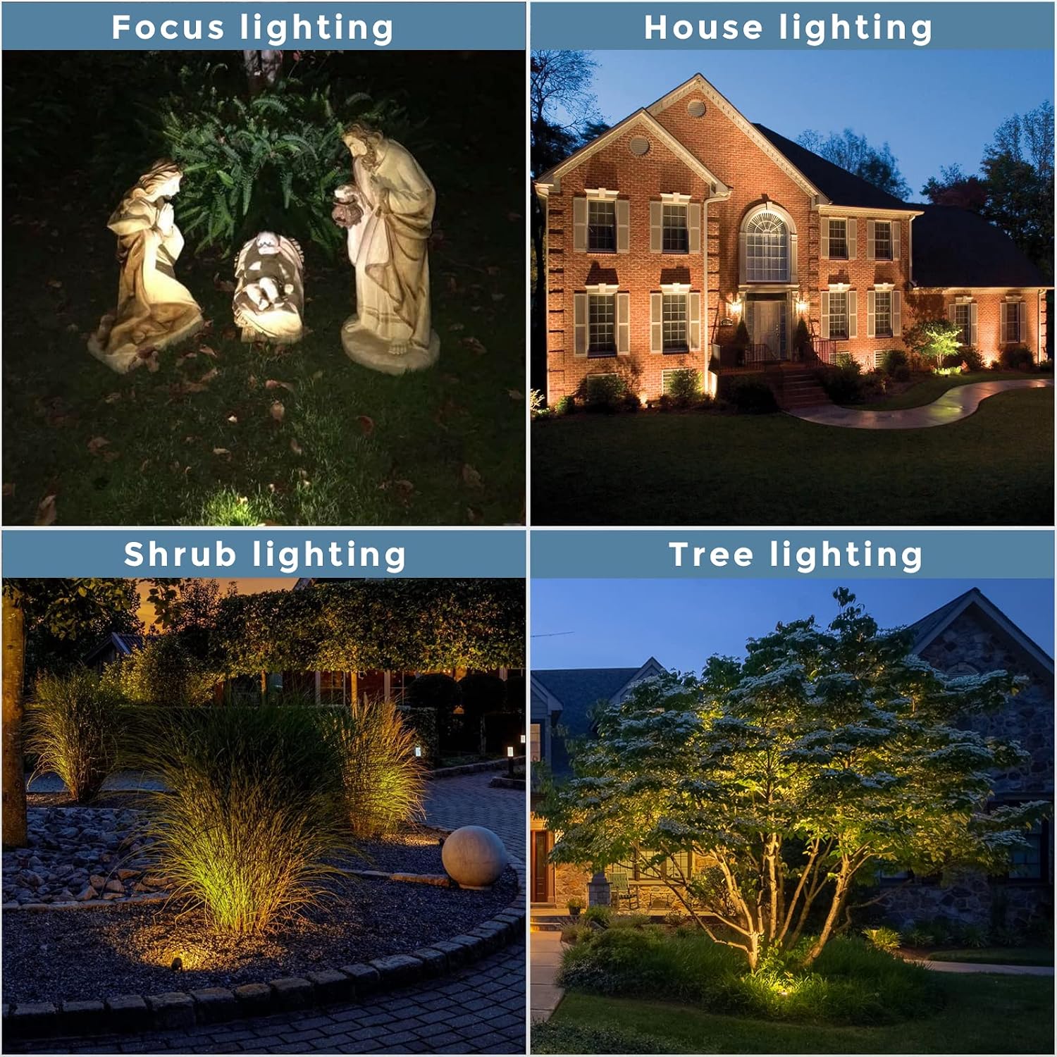 Gardencoin Solid Brass Outdoor Landscape Spotlights, 12V Heavy Duty LED Low Voltage Landscape Spot Light for Garden and Yard Uplighting, Bronze Accent Lighting Fixture Without MR16 Bulb, 4 Pack