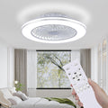 24' Bladeless Ceiling Fans with Lights and Remote, Low Profile Enclosed Ceiling Fan with 6 Wind Speed, 3 CCT(3000K-6000K) Dimmable LED Flush Mount Fandelier for Bedroom Kitchen Living Room