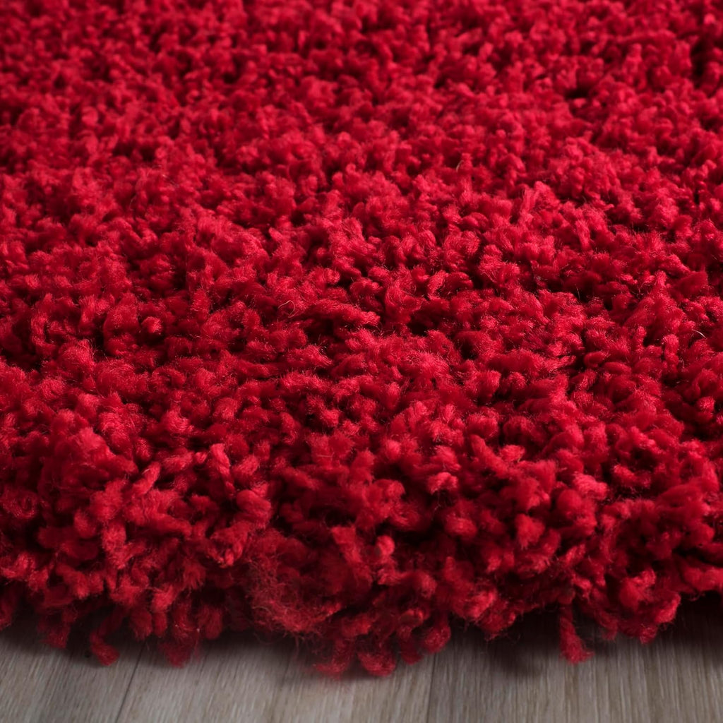 SAFAVIEH Laguna Shag Collection Area Rug - 5'3' Round, Red, Non Shedding & Easy Care, 2-inch Thick, Ideal for The Living Room, Bedroom, Dining (SGL303H-5R)