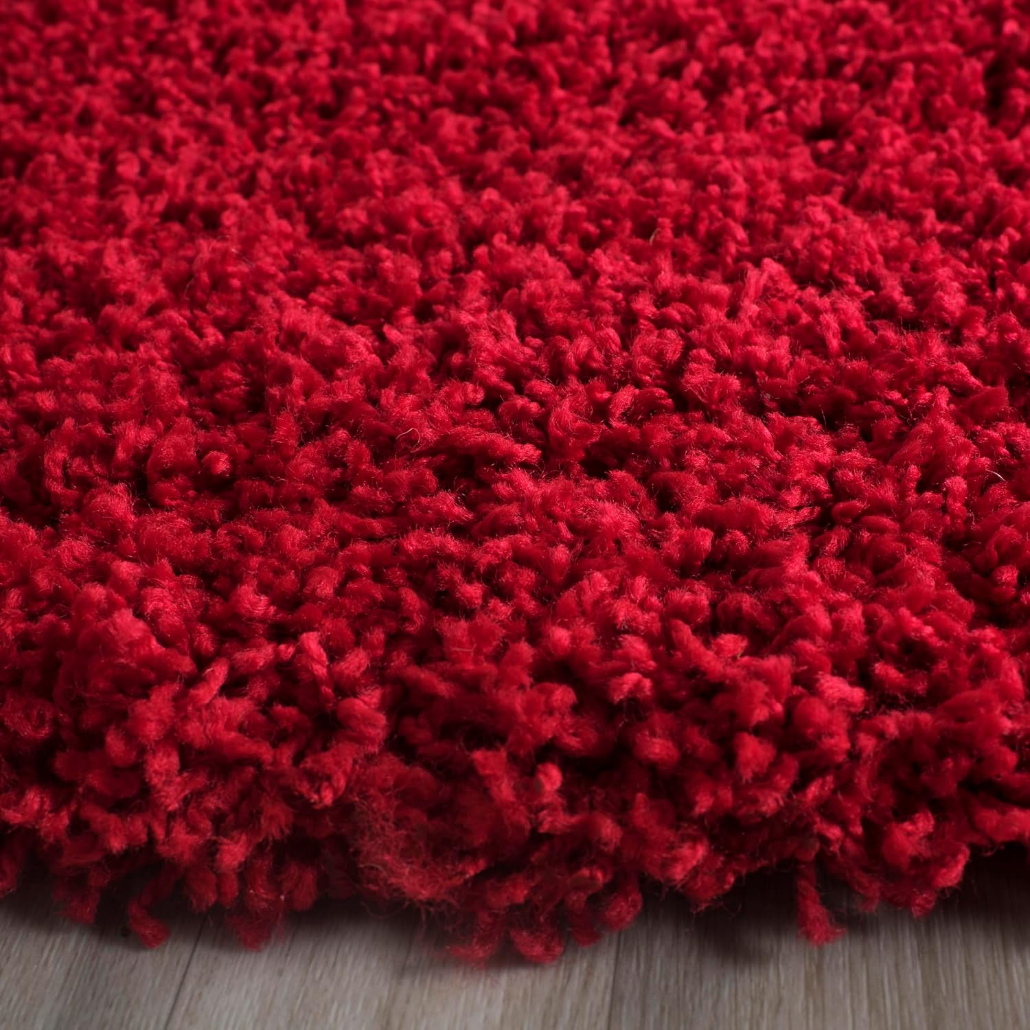 SAFAVIEH Laguna Shag Collection Area Rug - 5'3' Round, Red, Non Shedding & Easy Care, 2-inch Thick, Ideal for The Living Room, Bedroom, Dining (SGL303H-5R)