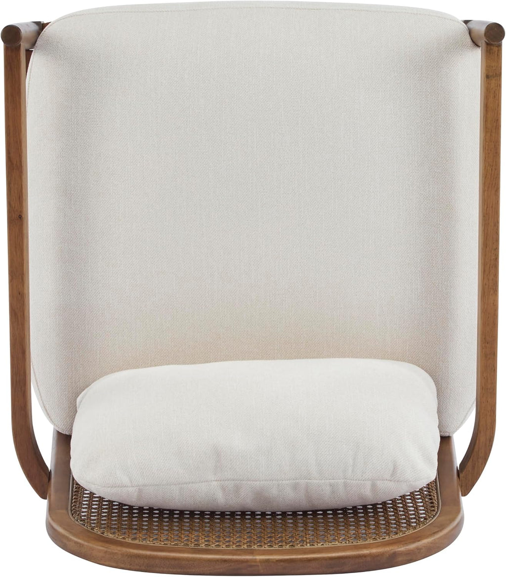 Christopher Knight Home Nadine Modern Club Chair Set of 2 with Cushion, Wooden Living Room Accent Chair with Rattan Open Back, Bedroom Comfy Reading Chair, Beige+Light Brown