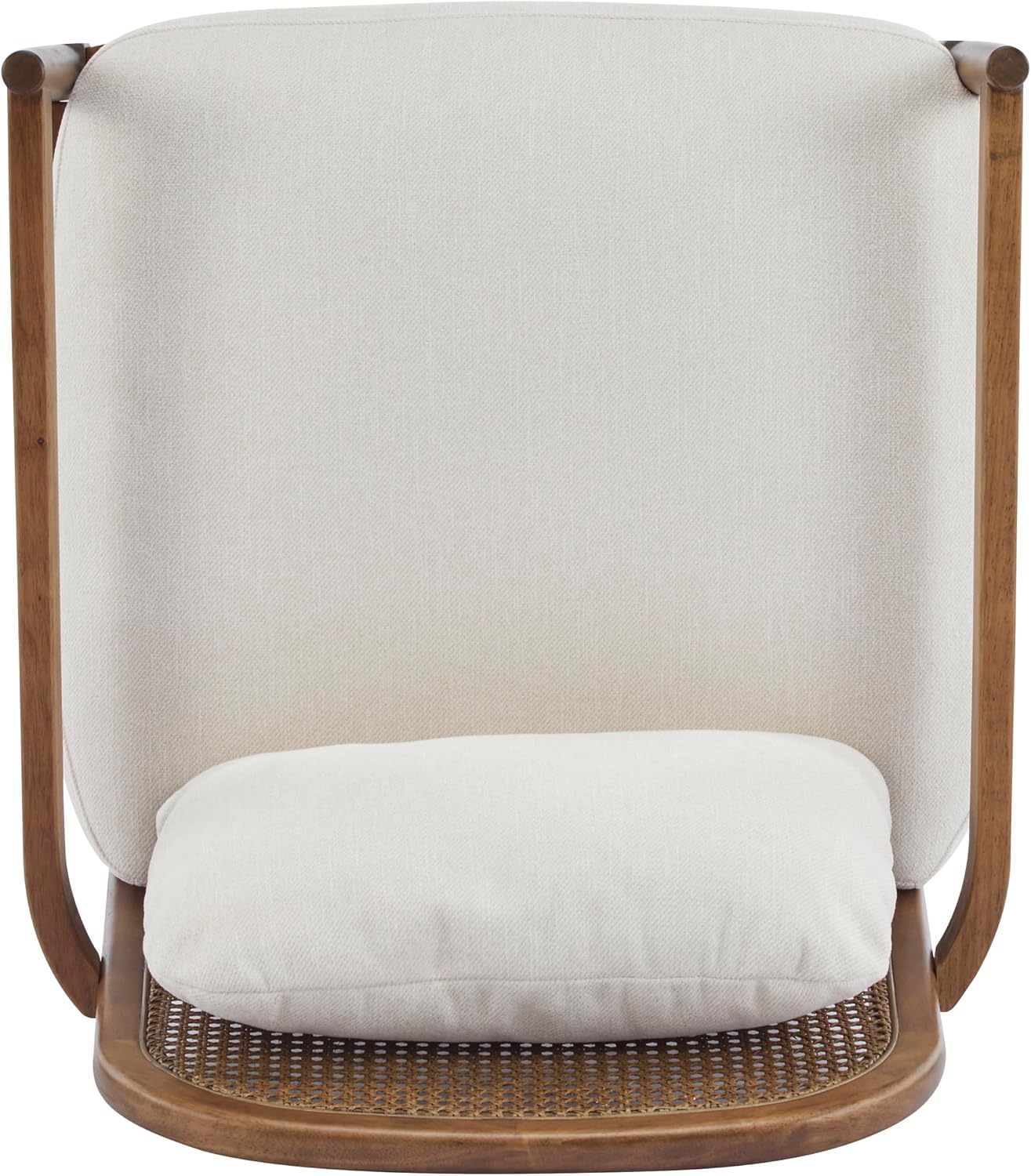 Christopher Knight Home Nadine Modern Club Chair Set of 2 with Cushion, Wooden Living Room Accent Chair with Rattan Open Back, Bedroom Comfy Reading Chair, Beige+Light Brown