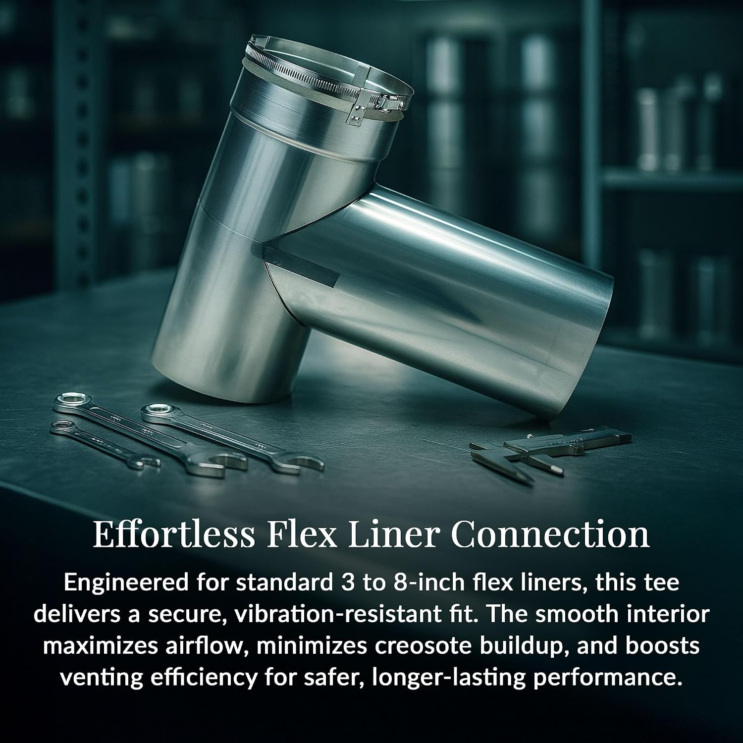 Fireside Chimney Supply 2-Part Flex Tee | 316 Stainless Steel Chimney Tee | All-Fuel Vent Connector | Quick-Connect Flex Tee | Heavy-Duty 6 Inch