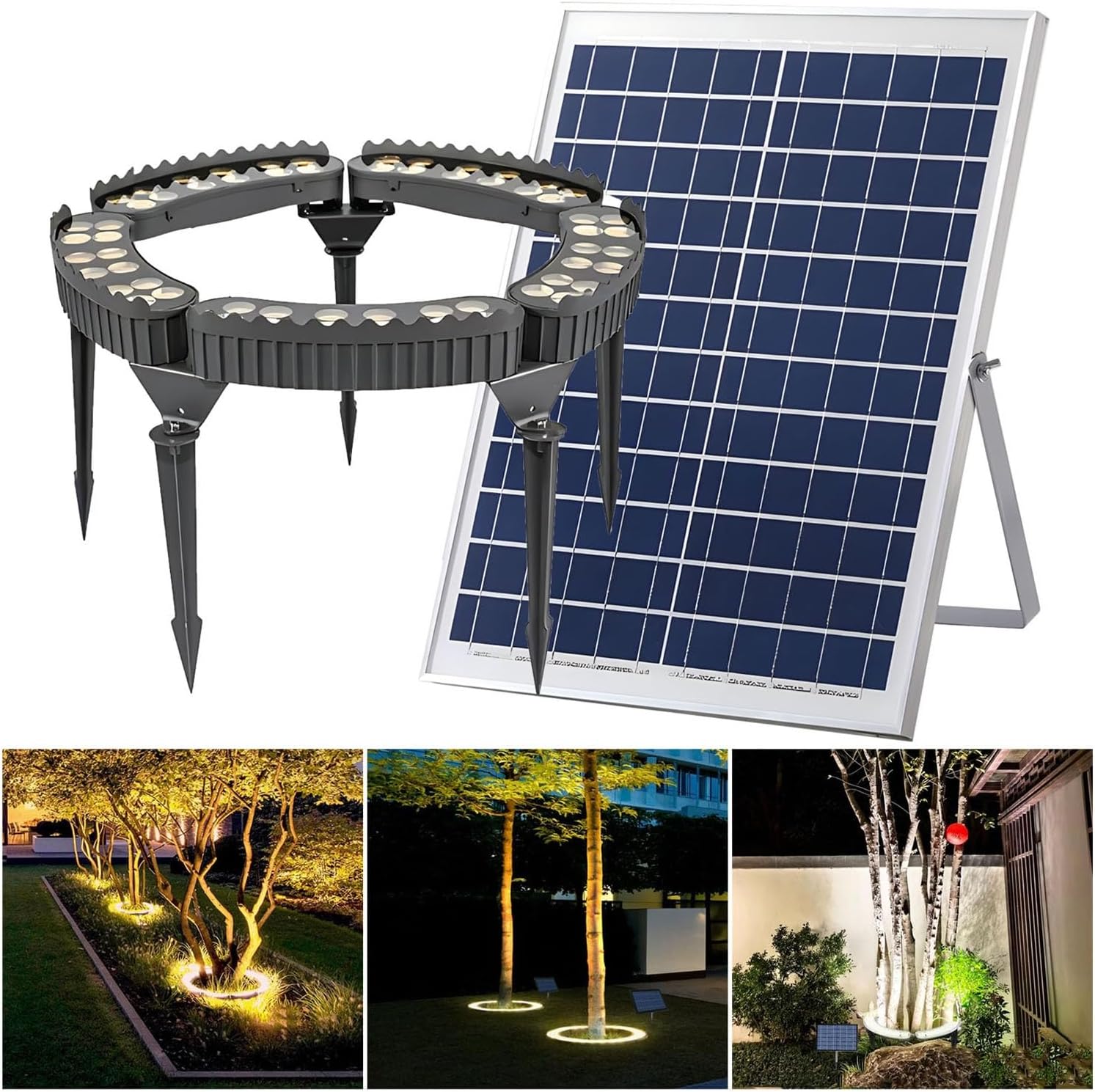 Solar Spot Lights Outdoor, LED Low Voltage Landscape Tree Ring Lights, Lawn Solar Lights Led, Easy to Use(Pack of 5)