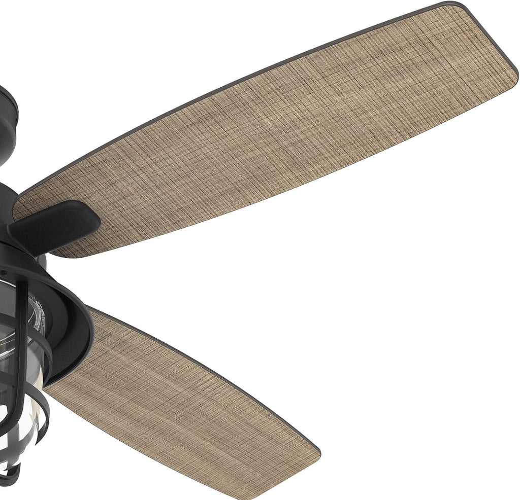 Hunter Fan 52 inch Casual Natural Iron Indoor Ceiling Fan with Light Kit and Remote Control (Renewed)