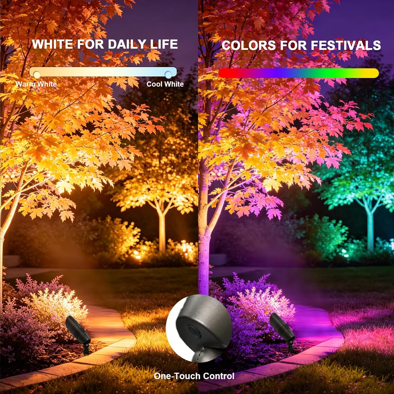12-Pack Low Voltage Landscape Lighting With RGB+CCT Color Changing, 5W, 12-24V AC/DC, IP65 Waterproof, CRI 90+, Landscape Spot Lights Outdoor for Garden and Yard Uplighting, Bronze, ETL Listed