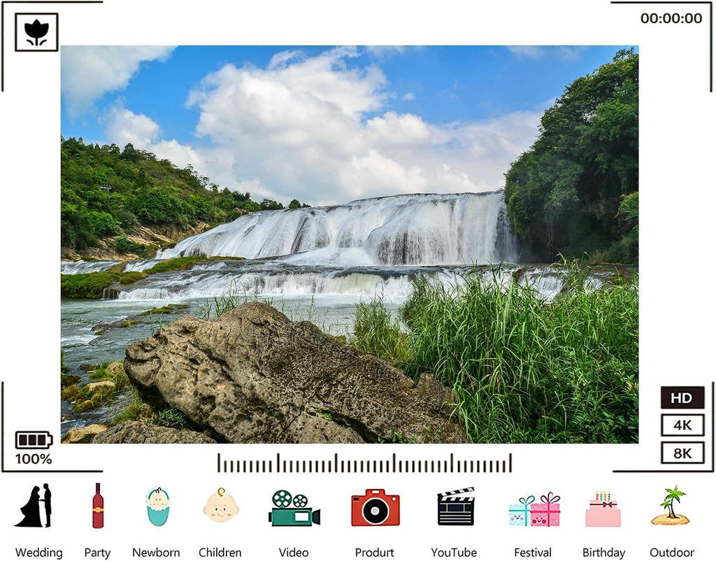 Trykid 20x10ft Waterfall Backdrop Scenic Multi Tier Cascade Lush Greenery Clear Sky Photography Background Nature Themed Party Decoration Photo Booth Prop Fabric
