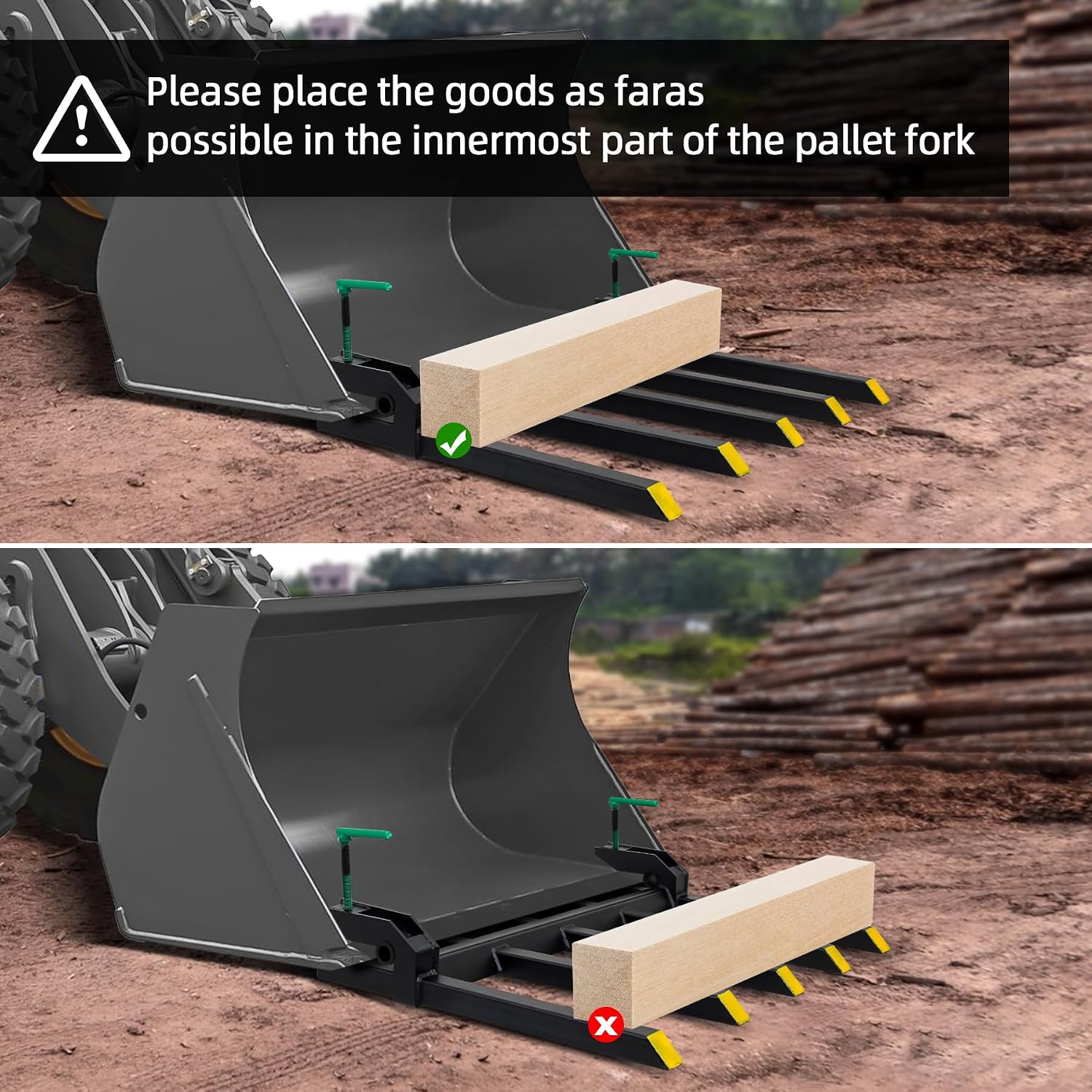 Clamp on Debris Forks Fits 48'' Bucket, 2500 lbs Heavy Duty Quick Attach Pallet Forks for Tractor Loader Skid Steer