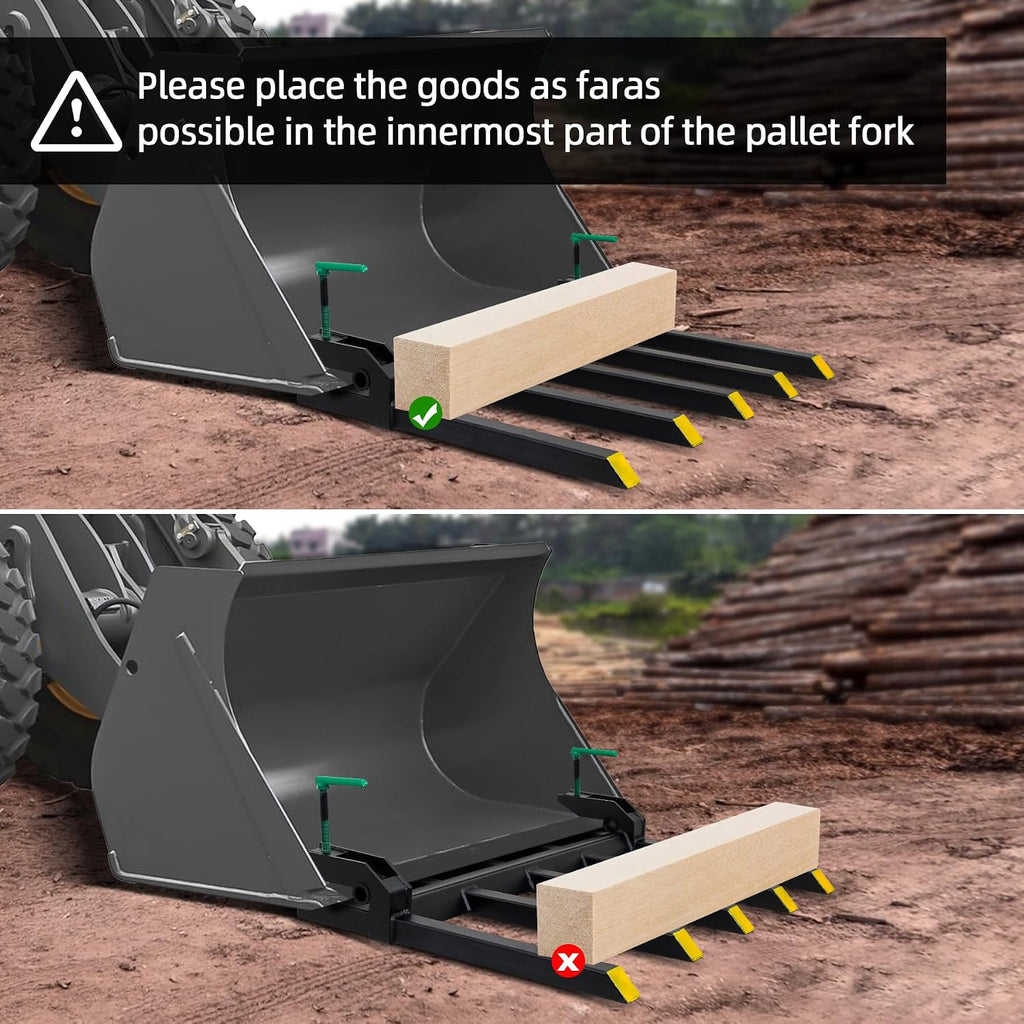 AHLOKI 60' 4000 LBS Clamp On Pallet Forks, Heavy Duty Forks for Tractor Loader Bucket, 48' 2500 LBS