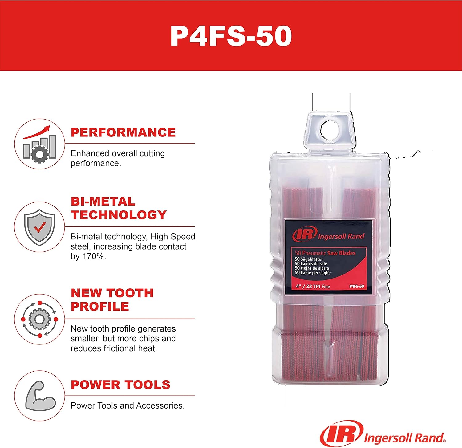 Ingersoll Rand P4FS-50 Air Reciprocating Saw Blades for all standard shank air reciprocating saws