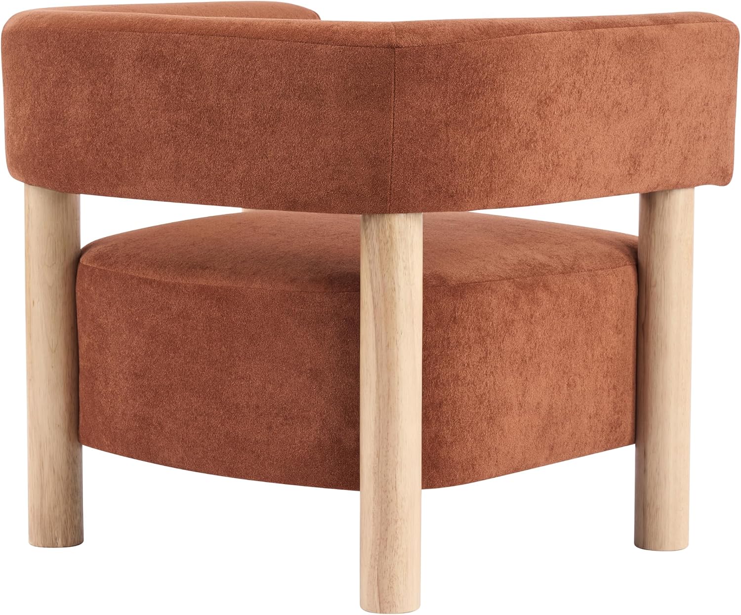 Christopher Knight Home Carly Low Profile Accent Chair, Boucle Upholstered Barrel Chair, Comfy Reading Chair for Bedroom, Wooden Single Lounge Sofa, Burnt Orange