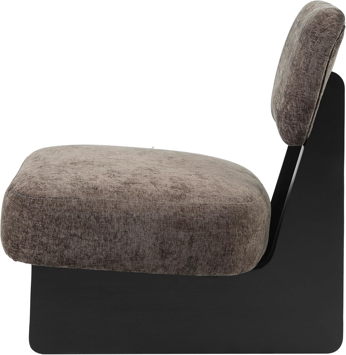 Christopher Knight Home Mores Low Profile Accent Chair Set of 2, Modern Living Room Armless Lounge Chair, Fabric Comfy Reading Chair for Bedroom, Wooden Frame and Thick Padded Seat, Black+Dark Brown