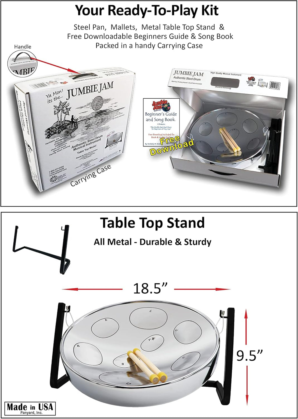 Panyard Jumbie Jam Table Top Steel Drum Kit Chrome 16-inch