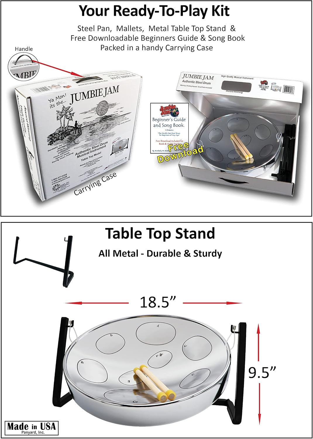 Panyard Jumbie Jam Table Top Steel Drum Kit Chrome 16-inch