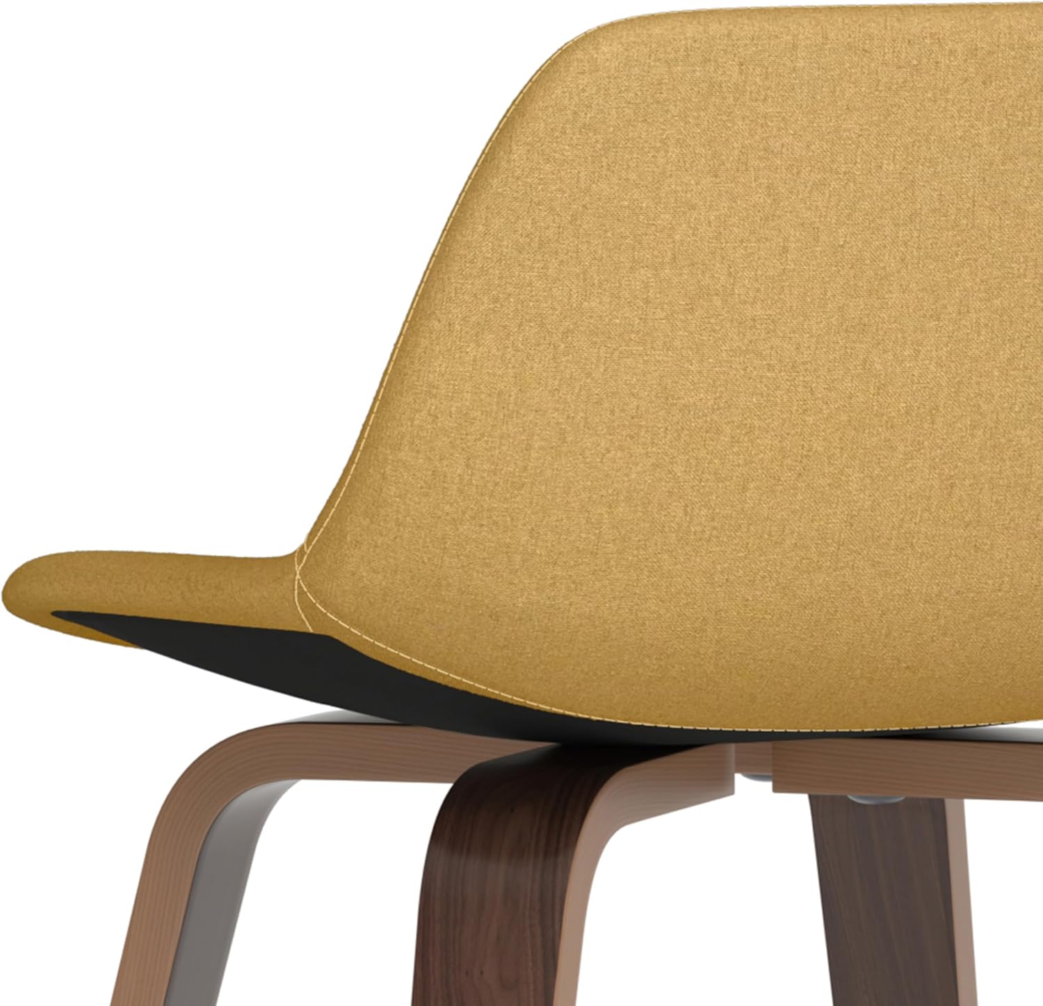 SIMPLIHOME Randolph Counter Stools (Set of 2) - 28 Inch Seat Height Upholstered Bentwood Bar Stools in Dijon Yellow Polyester Linen, Mid Century Modern Seating with Curved Backrest and Footrest