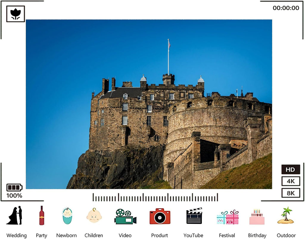 Trykid 20x10ft Edinburgh Castle Backdrop Historic Fortress Rocky Outcrop Clear Blue Sky Stone Architecture Photography Background Travel Event Decor Party Decoration Photo Booth Prop Fabric