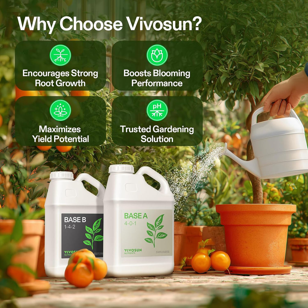 VIVOSUN Liquid Nutrients Base A & B Bundle, Grow Big Hydroponic Fertilizer, Supports Vegetative and Flowering Stages for Outdoor, Indoor Plants, Best Plant Food, Set of 1 Gallon (Pack of 2)