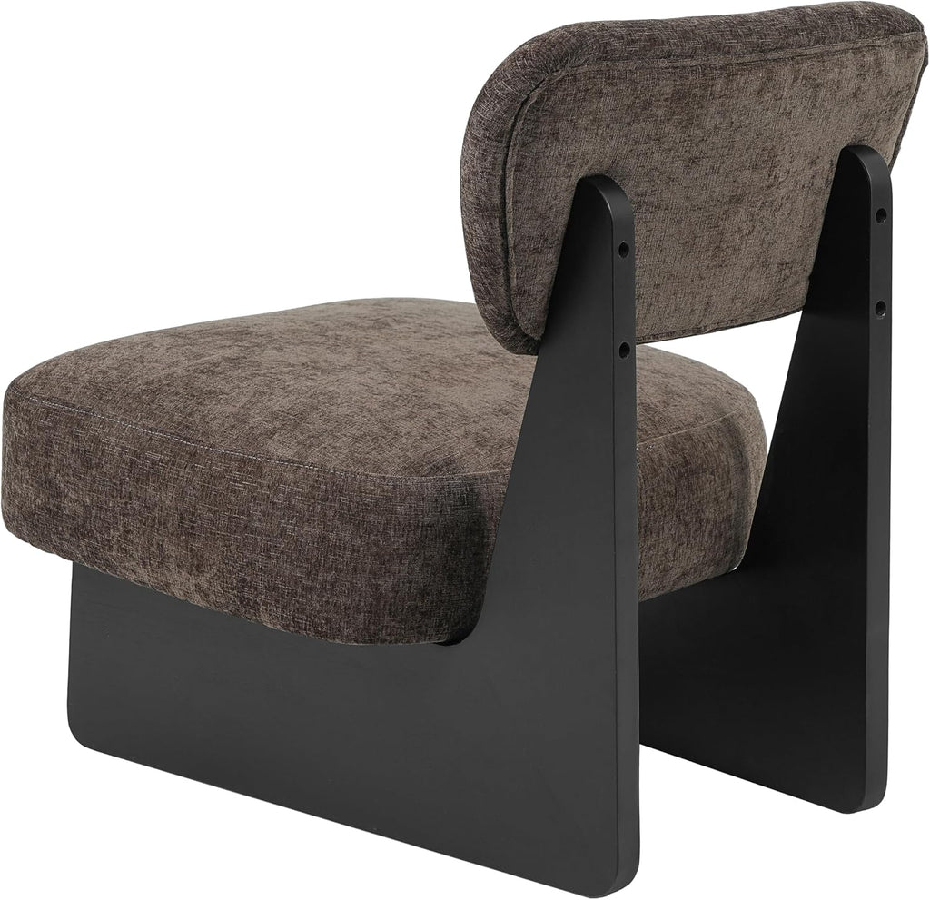 Christopher Knight Home Mores Low Profile Accent Chair Set of 2, Modern Living Room Armless Lounge Chair, Fabric Comfy Reading Chair for Bedroom, Wooden Frame and Thick Padded Seat, Black+Dark Brown