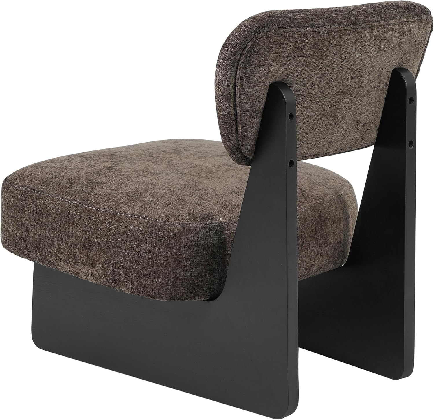 Christopher Knight Home Mores Low Profile Accent Chair Set of 2, Modern Living Room Armless Lounge Chair, Fabric Comfy Reading Chair for Bedroom, Wooden Frame and Thick Padded Seat, Black+Dark Brown