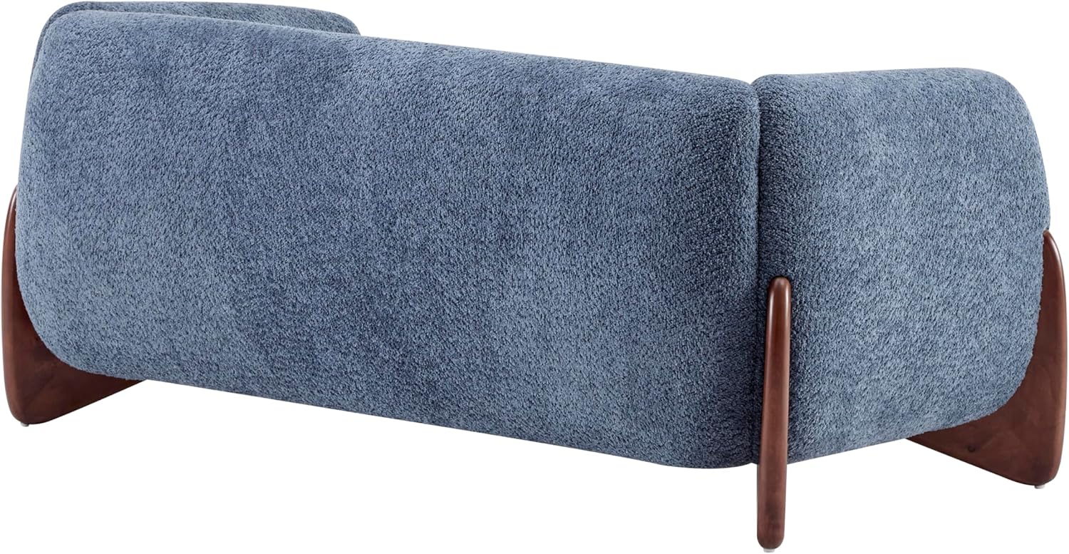 Christopher Knight Home Alma 63' Boucle Loveseat with Wood Legs, 2 Seater Sofa Couches for Living Room, Upholstered Couch Chair, Soft Seating Lounge Sofa Chair, Cozy Loveseat with Armrest, Navy Blue