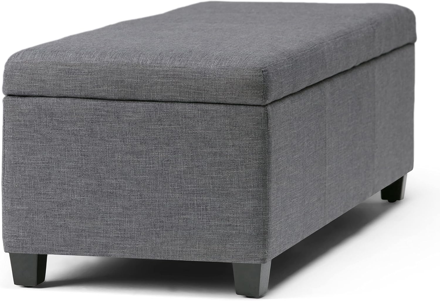 SIMPLIHOME Avalon Storage Ottoman Bench - 48' Wide x 16' High Upholstered Linen Look Fabric Rectangular Lift-Top Ottoman in Slate Grey, Contemporary Bench for Living Room with High-Density Foam