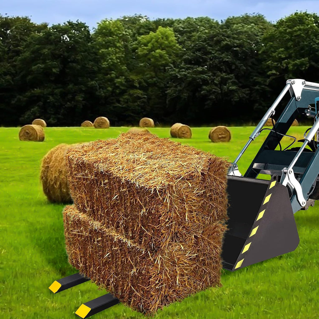 Clamp On Pallet Forks 1500 Lbs Max, 60' Total Length Tractor Bucket Forks, Heavy Duty Front Loader Forks for Skid Steer, Bucket Forks for Agriculture and Farm