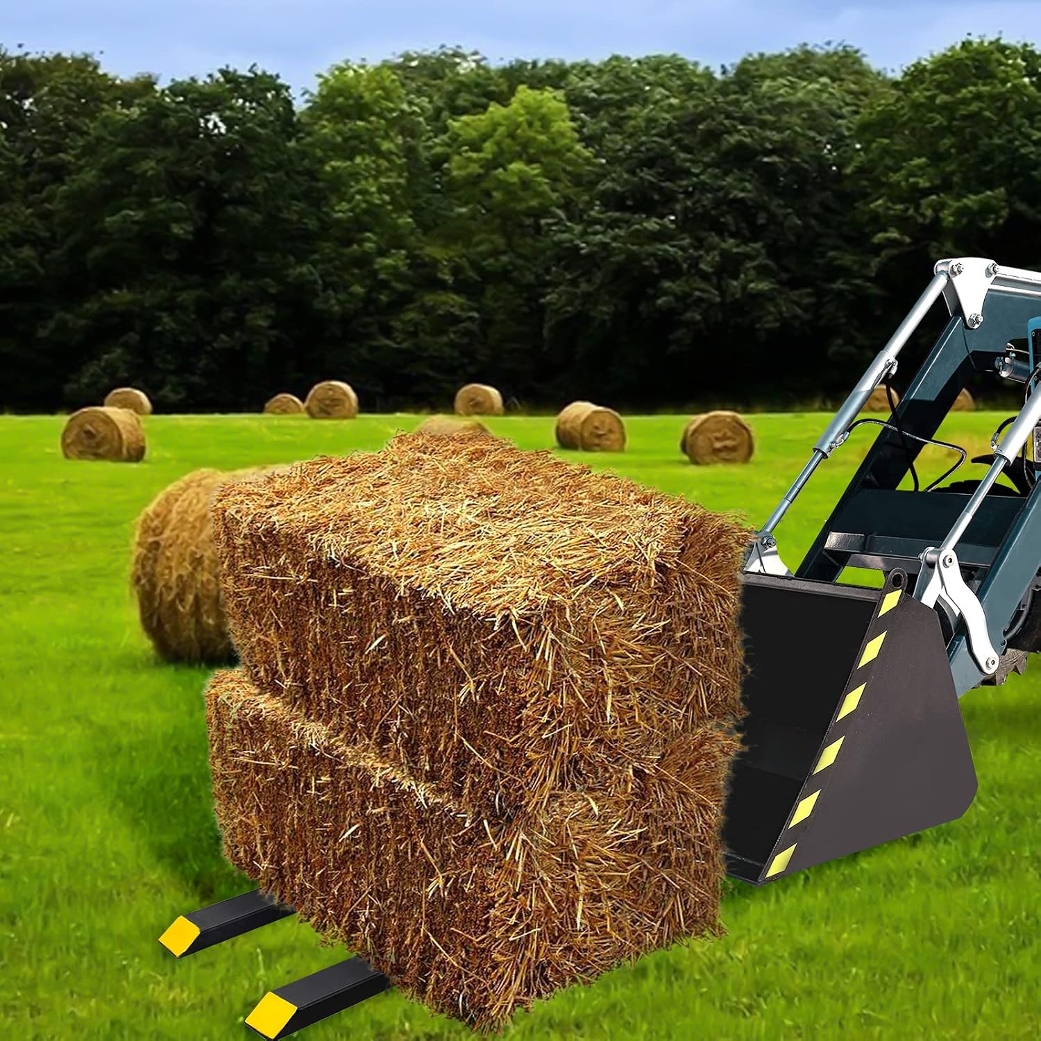 Clamp On Pallet Forks 1500 Lbs Max, 60' Total Length Tractor Bucket Forks, Heavy Duty Front Loader Forks for Skid Steer, Bucket Forks for Agriculture and Farm