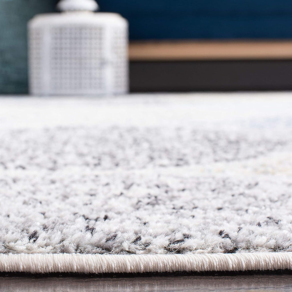 SAFAVIEH Madison Collection Runner Rug - 2'3' x 10', Ivory & Blue, Glam Ogee Trellis Distressed Design, Non-Shedding & Easy Care, Ideal for High Traffic Areas in Living Room, Bedroom (MAD604D)