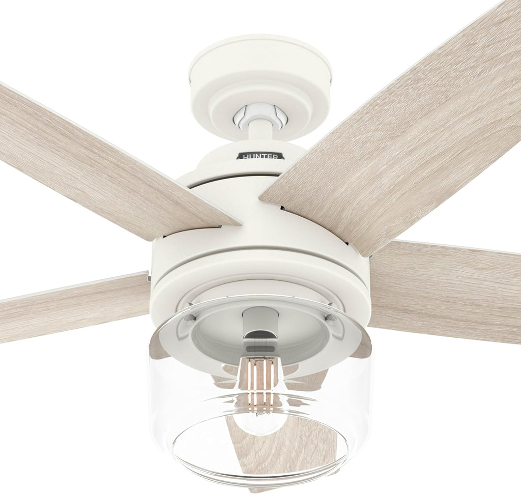 Hunter Fan 44 Inch White Indoor Ceiling fan with LED Light and Remote Control for Bedroom, Living Room/Family Room, Office, Basement, Kitchen, Dining Room (Renewed)