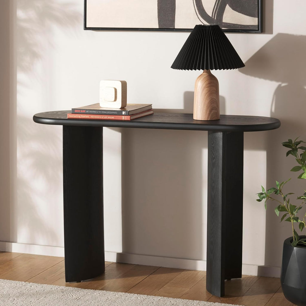 SAFAVIEH Home Collection Koka Black Oval Top Console Table (Fully Assembled)